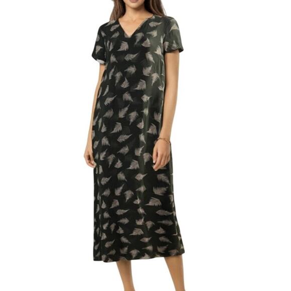 Laura Ashley Vintage Silk Dress Green Leaf Print Short Sleeve Size 12 - Picture 1 of 10